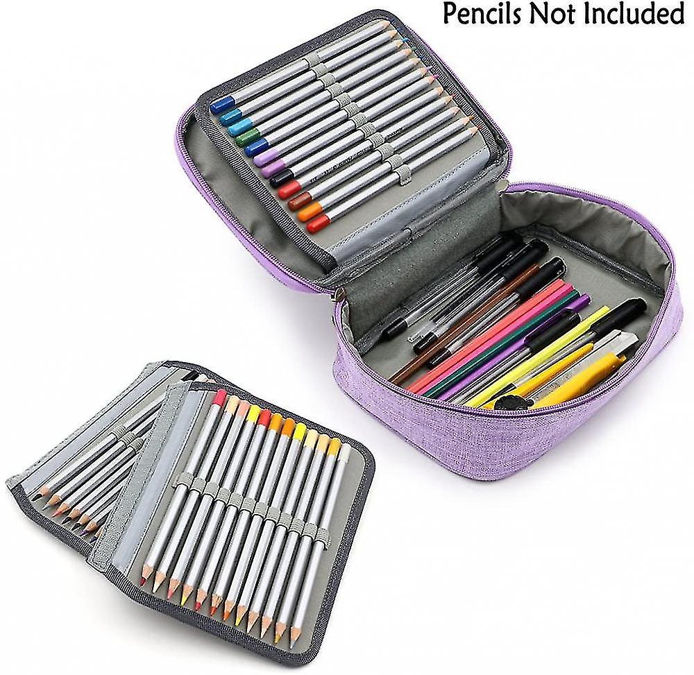 Veeki Multi-functional Stationery Pencil Pouch 72 Slots Colored Pencil Case Portable Pencil Bags With 2 Removable Sleeves(purple)