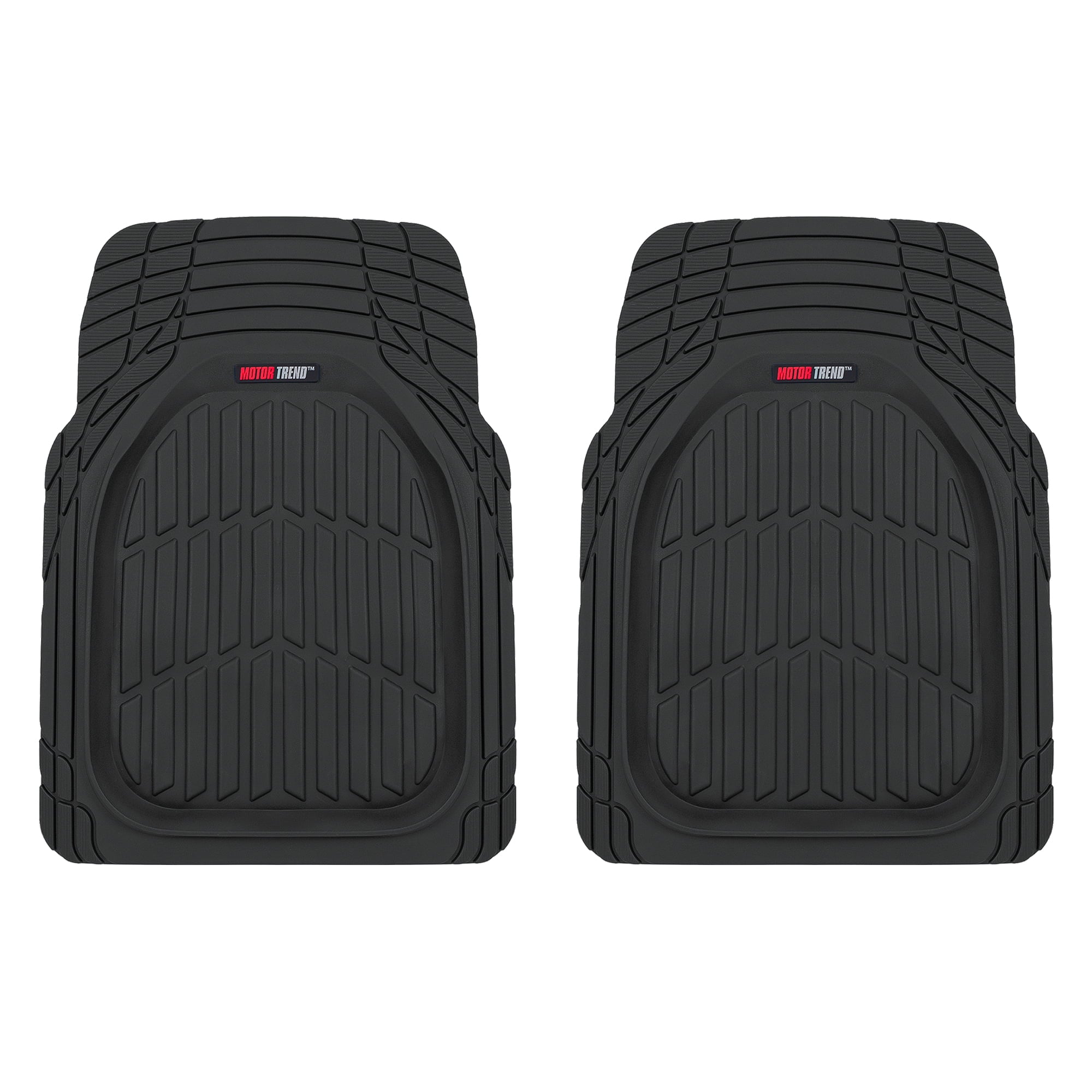 Motor Trend FlexTough Contour-2 Piece Front Car Floor Mats- Black FlexTough Contour Liners-Deep Dish Heavy Duty Rubber Floor Mats for Car SUV Truck and Van-All Weather Protection， Universal Trim to Fit