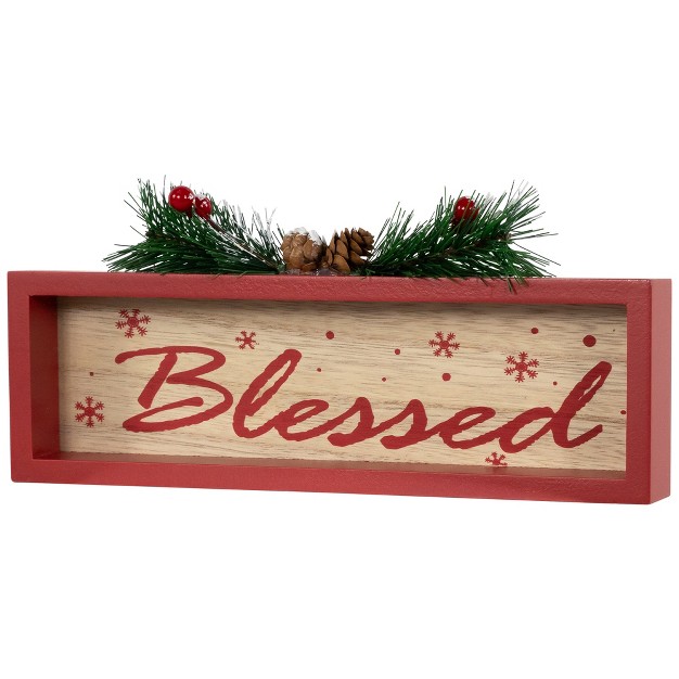 Framed quot blessed quot Wooden Tabletop Christmas Decoration