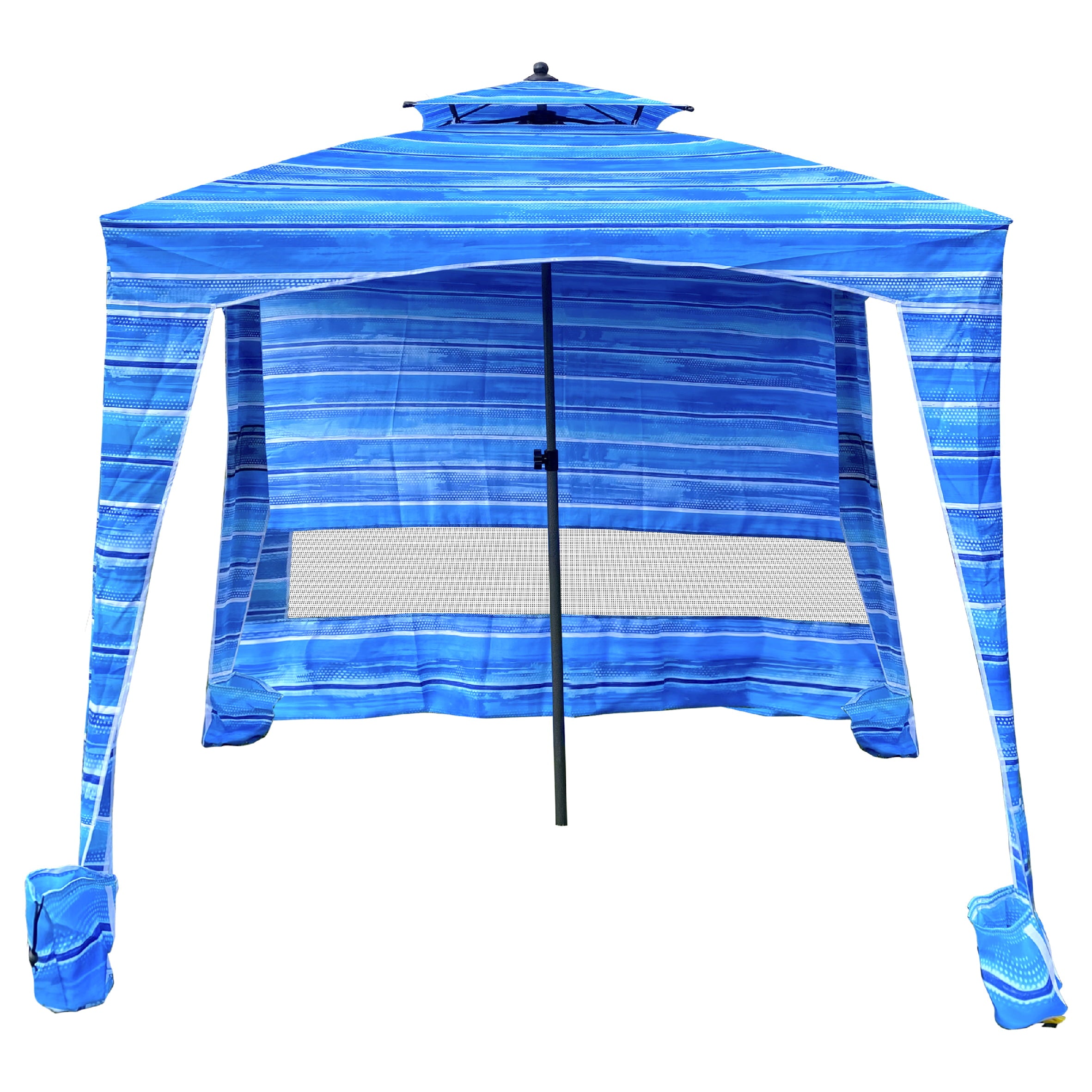 Beach Cabana Canopy Shelter – Sun Shade Tent – 6’ X 6’ - UPF 50+ - Waterproof - Easy Setup – 2 Layer Wind Vent Umbrella – 6 Ft X 6 Ft – Bonus sidewall – 2 to 4 People - Beach Blue