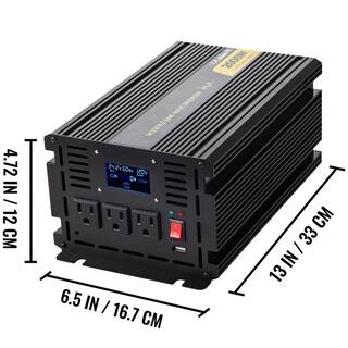 VEVOR Car Power Converter 2000-Watt Modified Sine Wave Inverter DC 24-Volt to AC 120-Volt with LCD Display Remote Controller ZNB2KW-24-120Y3B5V9