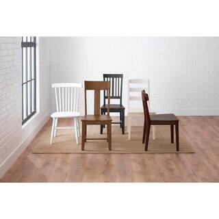 StyleWell Scottsbury Charcoal Black Wood Dining Chair with Slat Back and Walnut Brown Seat (Set of 2) DC 2004 CHR-B-W