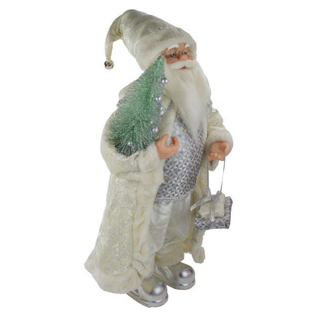 Northlight 2 x27 Standing Santa Christmas Figure Carrying A Green Pine Tree