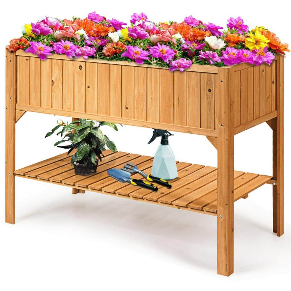 FORCLOVER Wooden Elevated Planter Box Shelf Suitable for Garden Use CTW-GT3417