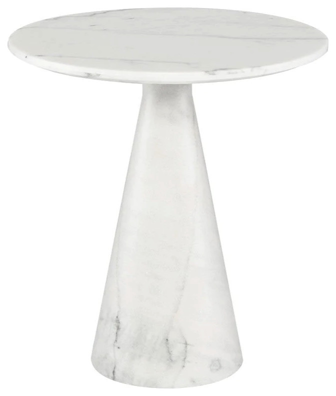 Amina White Marble Side Table   Transitional   Side Tables And End Tables   by Peachtree Fine Furniture  Houzz