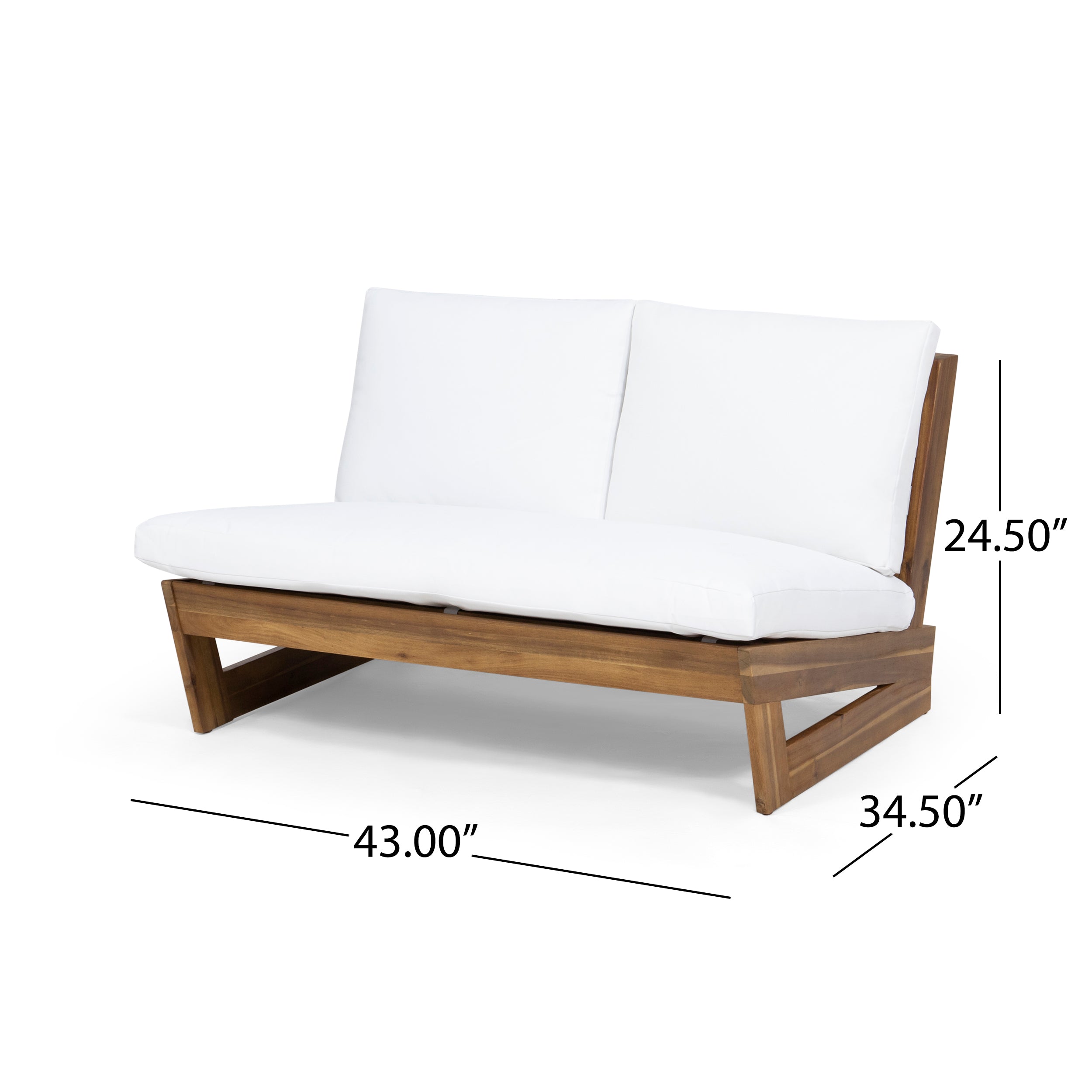 Kaitlyn Outdoor Acacia Wood Loveseat with Cushions