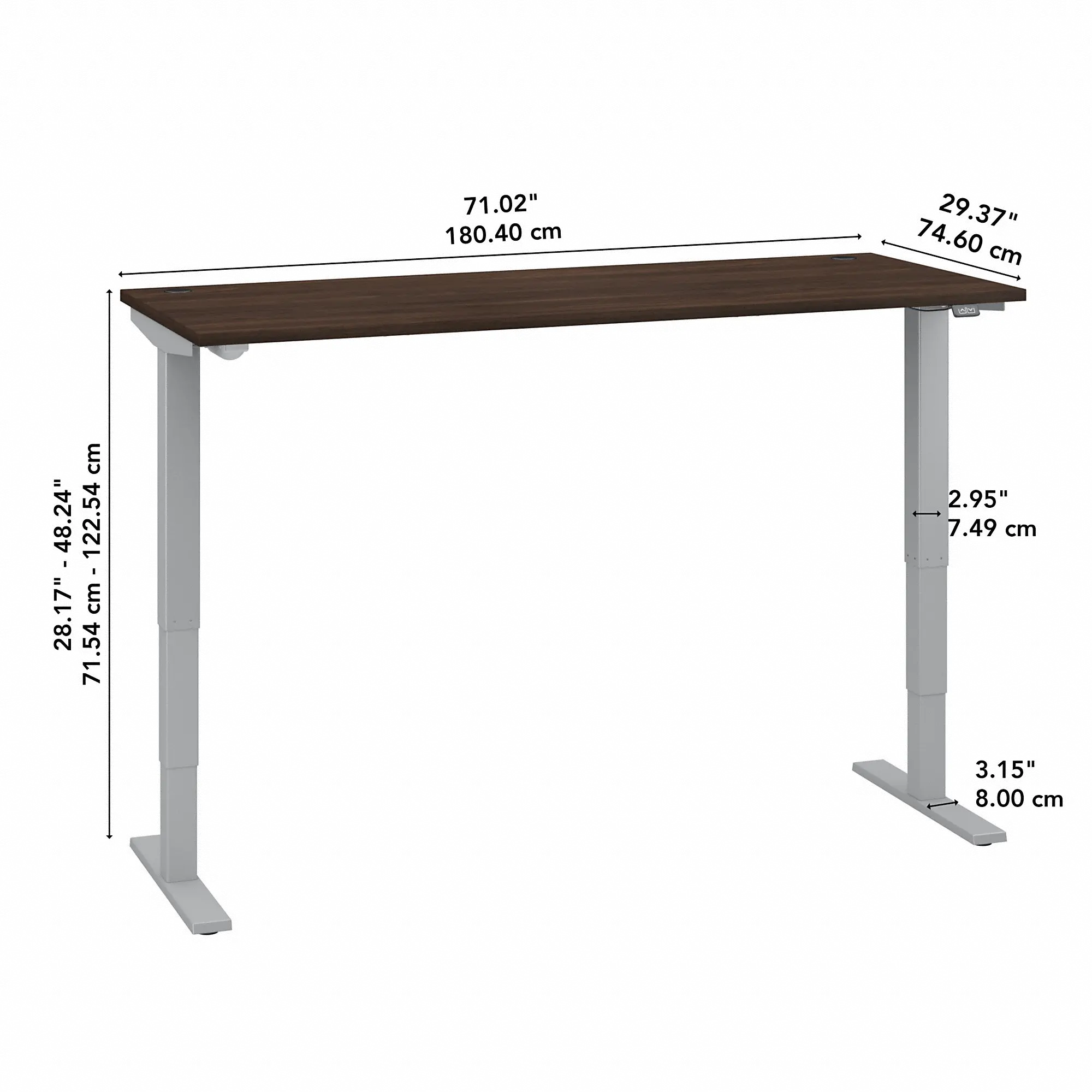 Black Walnut 72 Inch Adjustable Stand Desk - Bush Furniture