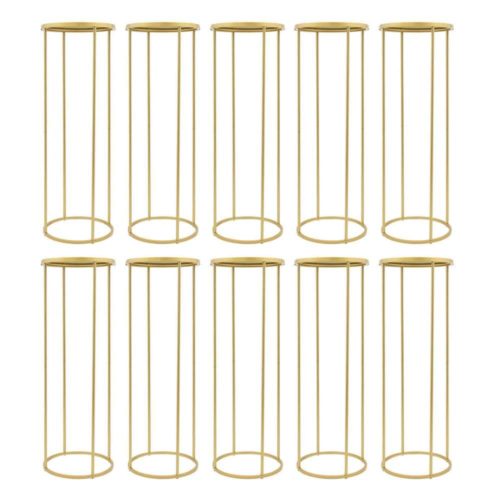 YIYIBYUS 39.4 in. x 13.8 in. Gold Steel Display Holder Decorations Wedding Centerpieces IndoorOutdoor Plant Stand (10-Pieces) JJOU7AZ6WDZJ8