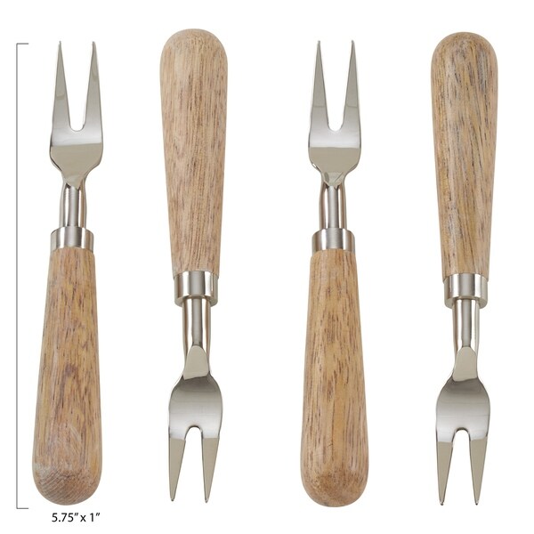 Wooden Design 4-Piece Cocktail Fork Set