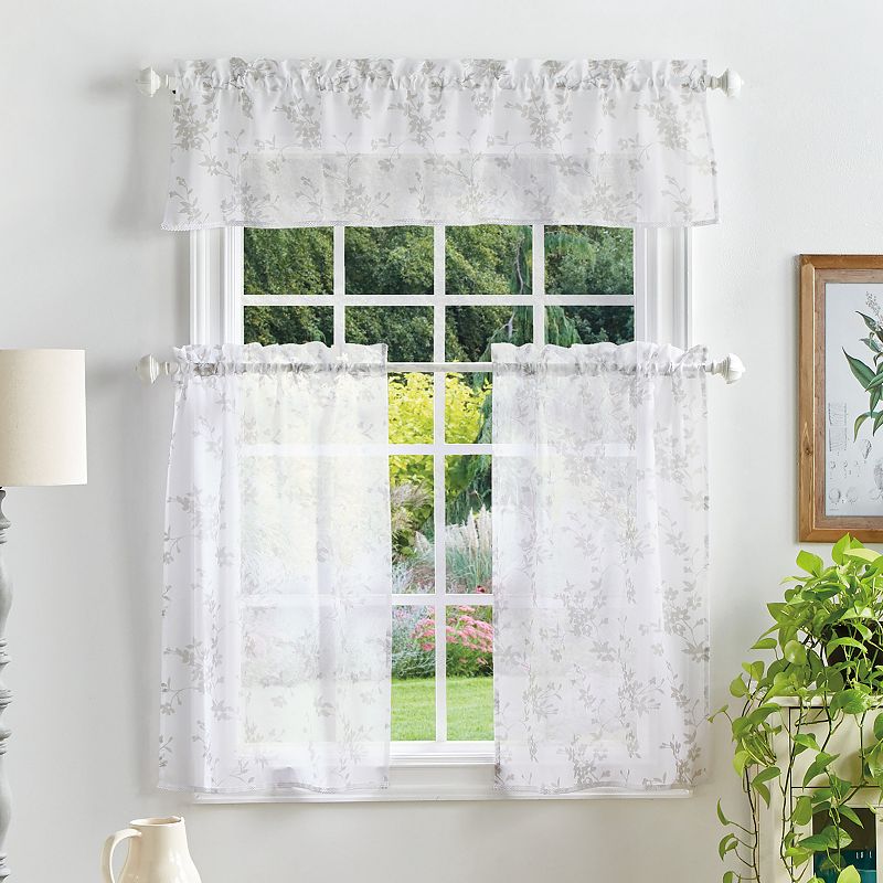 Martha Stewart Bellefield Floral Rod Pocket Tier and Valance Window Curtain Panels