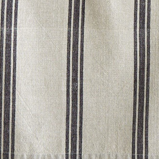 Tag Set Of 2 Black Stone Wide Stripe And Check On Beige Background Cotton Kitchen Dishtowels 26l X 18w In