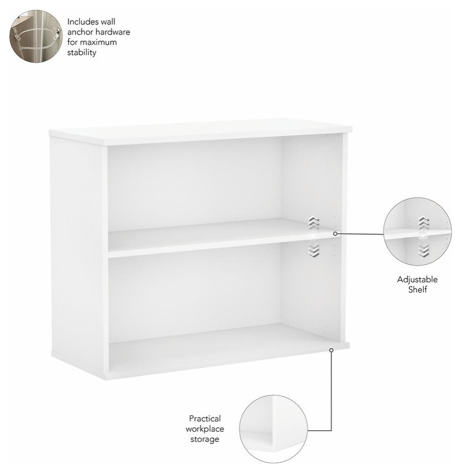 Bush Business Furniture Studio A Small 2 Shelf Bookcase  White   Contemporary   Bookcases   by BisonOffice  Houzz