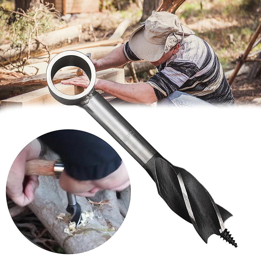 Hand Auger Drill Bit Carbon Steel Survival Settlers Tools Manual Hole Maker Multitool for Bushcrafting Camping and Outdoor Backpacking Gear