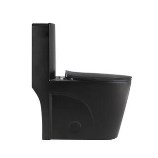 12 in. 1-piece 1.11.6 GPF Dual Flush Elongated Toilet in Black Soft Close Seat Included (cUPC Approved) MB21S0901