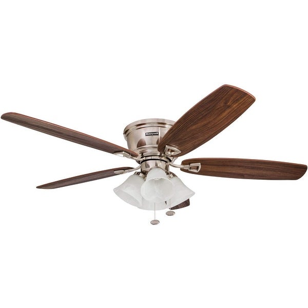 Honeywell Glen Alden Brushed Nickel Hugger Ceiling Fan with 4 Light - 52-inch Shopping - The Best Deals on Ceiling Fans | 22393911