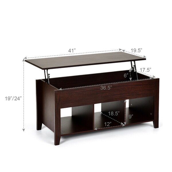 Costway Lift Top Coffee Table w/ Hidden Compartment Storage Shelf