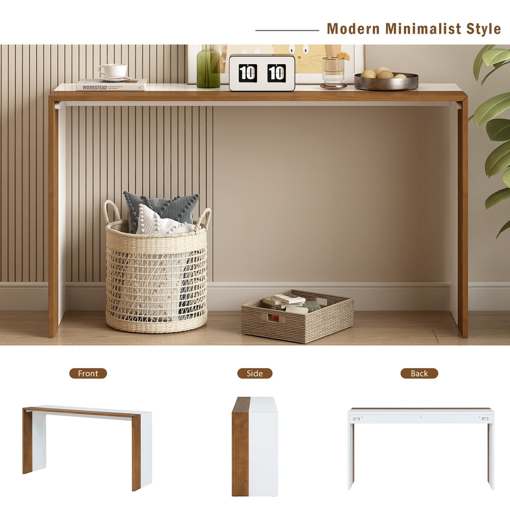 Modern Console Tables with 2 Color Blocked  Wood Extra Long Entryway Table Accent Sofa Table for Hallway Living Room