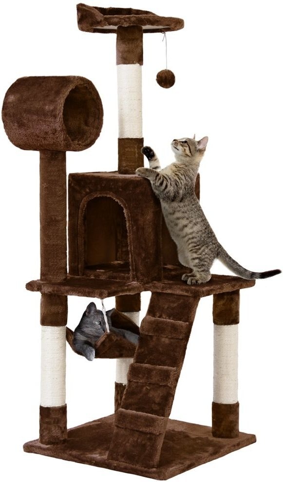 Yaheetech 51-in Plush Multi-Cat Kitten Tree and Condo