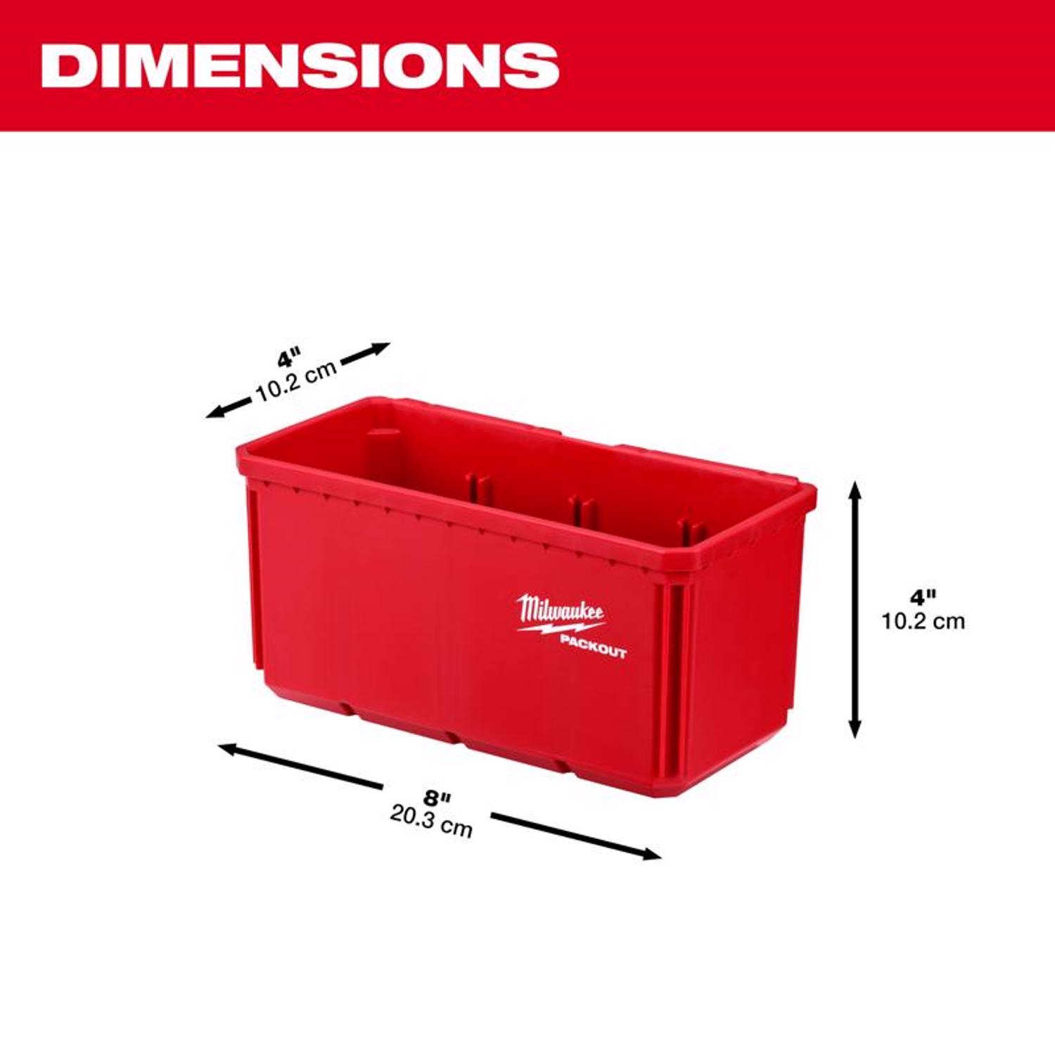 MW Packout Shop Storage 8 in. W X 7.3 in. H Garage Organizer Large Parts Bin Set Red