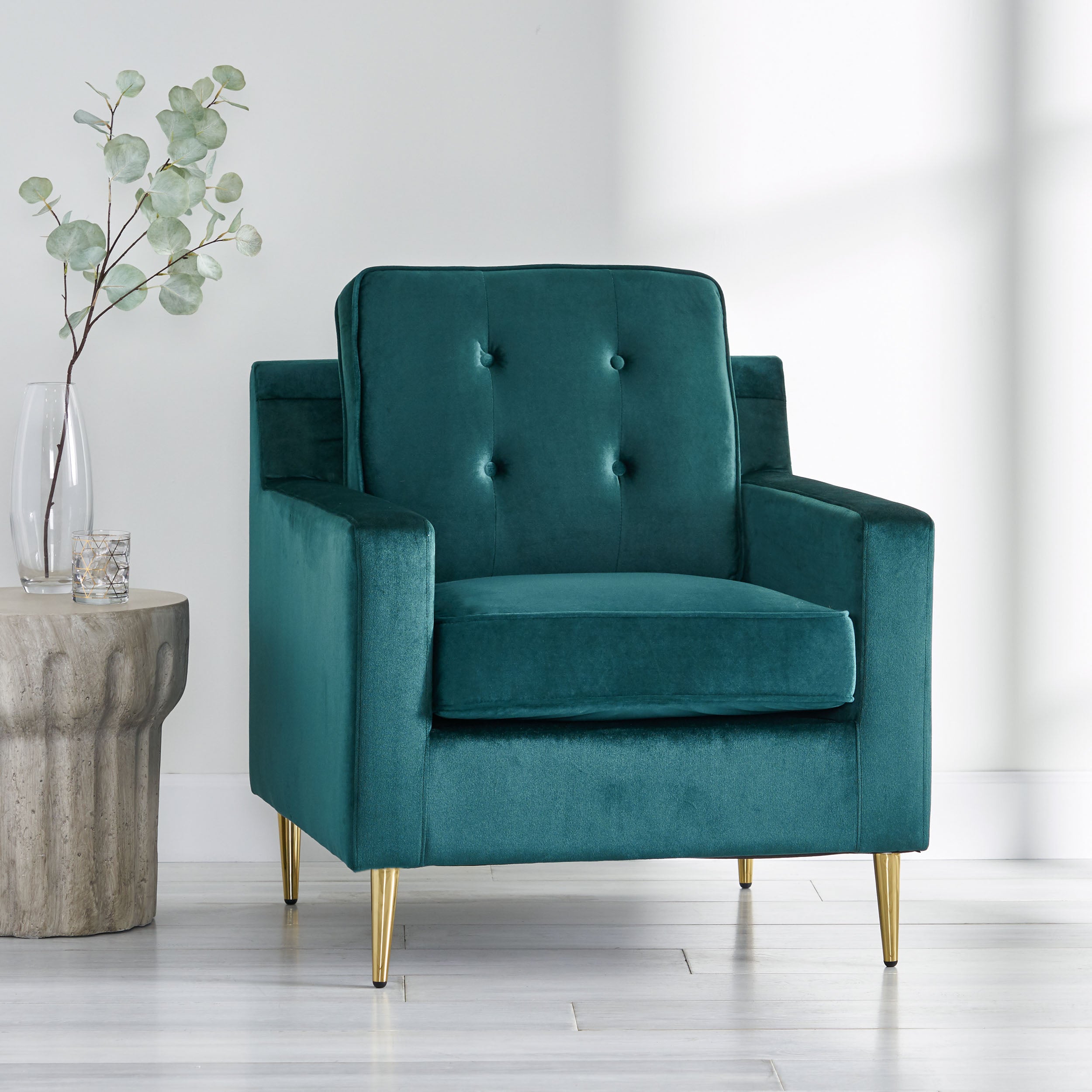 Taylea Modern Glam Tufted Velvet Club Chair