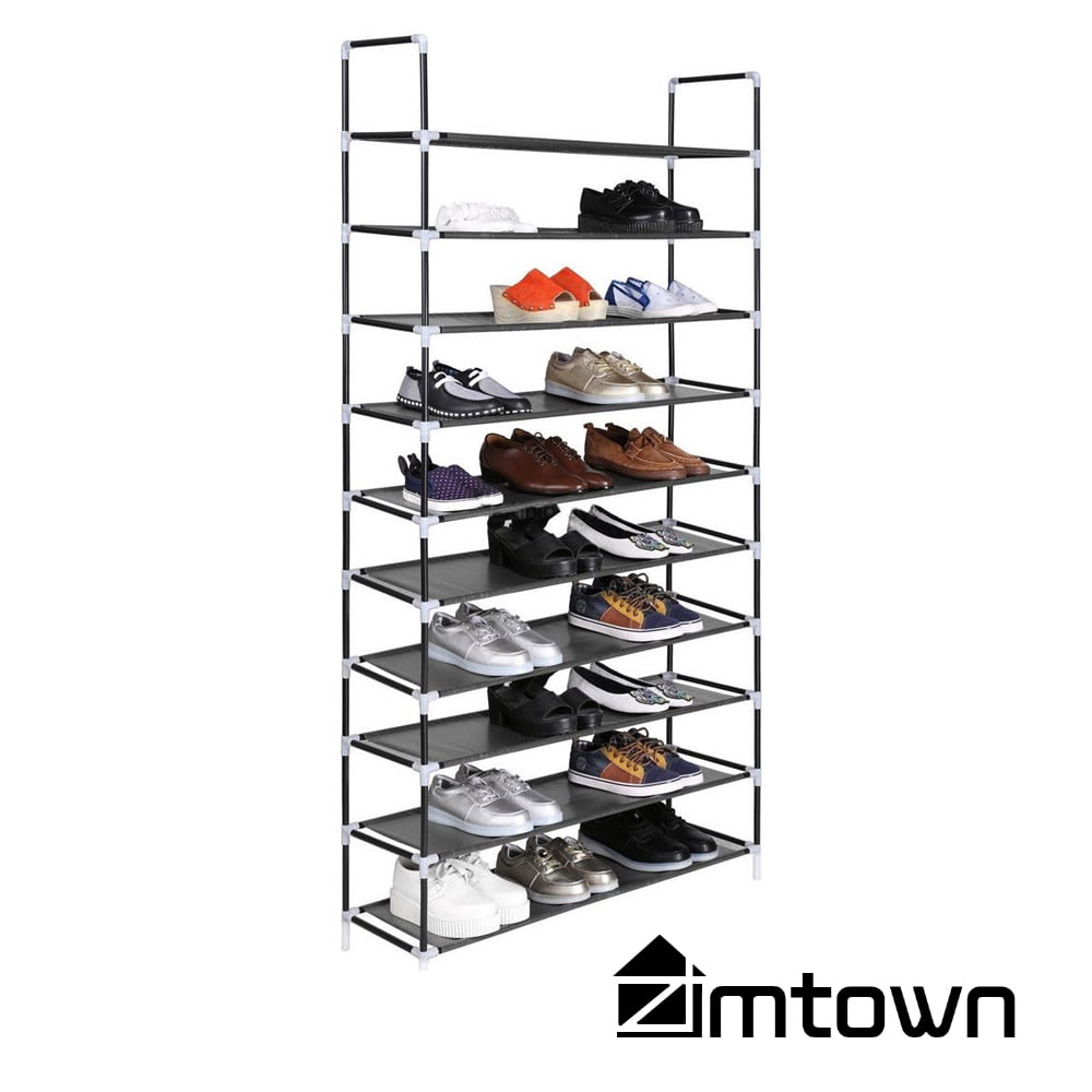 Zimtown 10-Tier 50 Pairs Shoe Rack Non-woven Fabric Shoe Tower Shoe Shelf Stand Shoe Storage Organizer Cabinet for Entryway Closet， Black Finish