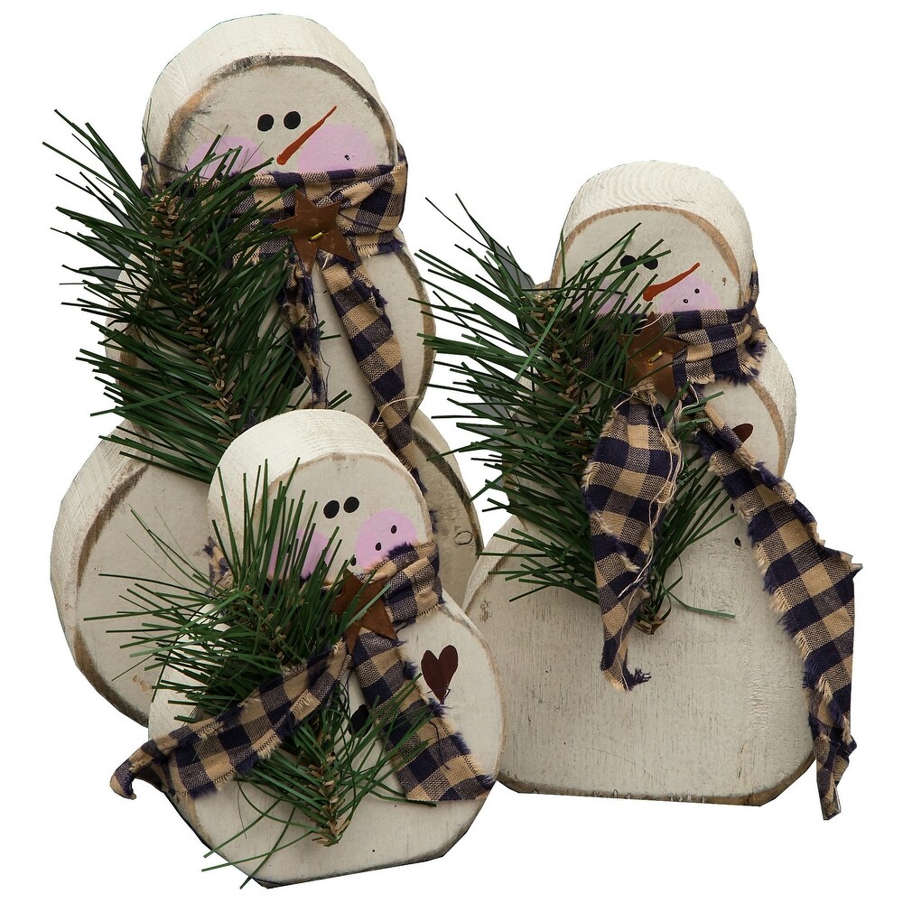 Winter Farmhouse Set of 3 Chunky Snowmen