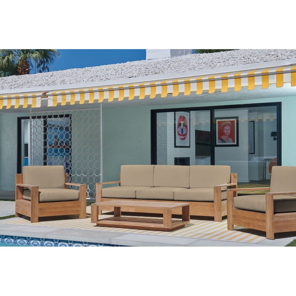 Lothair 4 Piece Teak Deep Seating Outdoor Sofa Set with Sunbrella Cushions