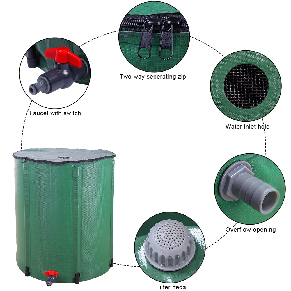 Zimtown Rain Barrel Farms Water Storage Saver Green 66 Gallon