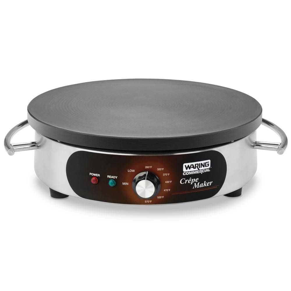 Waring Commercial Silver 16 in. Electric Crepe Maker 208-Volt/240-Volt, 2170-Watt/2880-Watt, Spreader and Spatula Included WSC165BX