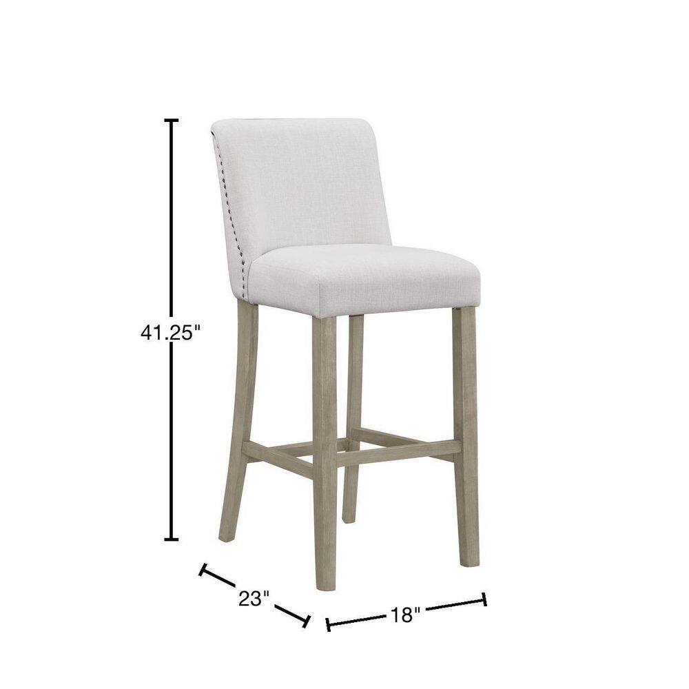 Glamour Home 29.875 in. Aleco Beige Fabric with Metal Nail Head Accents Bar Stool (Set of 2) GHSTL-1219