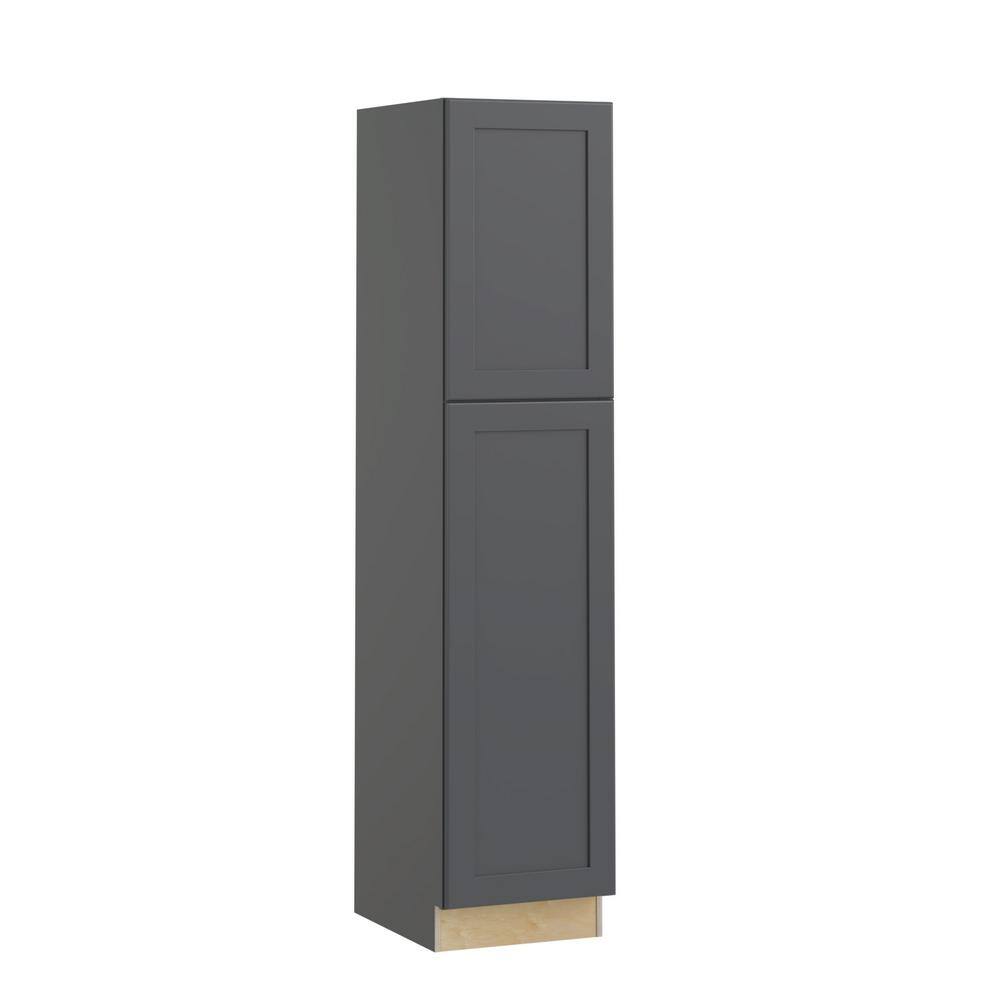 Home Decorators Collection 18x84x21 in. Newport Onyx Gray Shaker Assembled Plywood Stock Vanity Linen Cabinet with 2 Soft Close Doors Right Hand VLC182184R-NDO