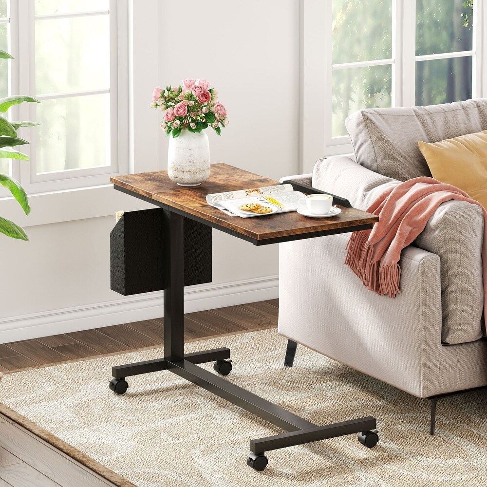 Adjustable C Shaped End Table with Tiltable Drawing Board