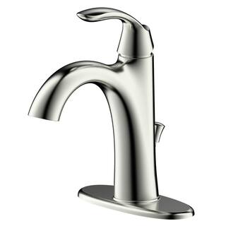 Fontaine by Italia Arts et Metiers Single-Hole Single-Handle Bathroom Faucet with Drain in Brushed Nickel MFF-AMC1-BN