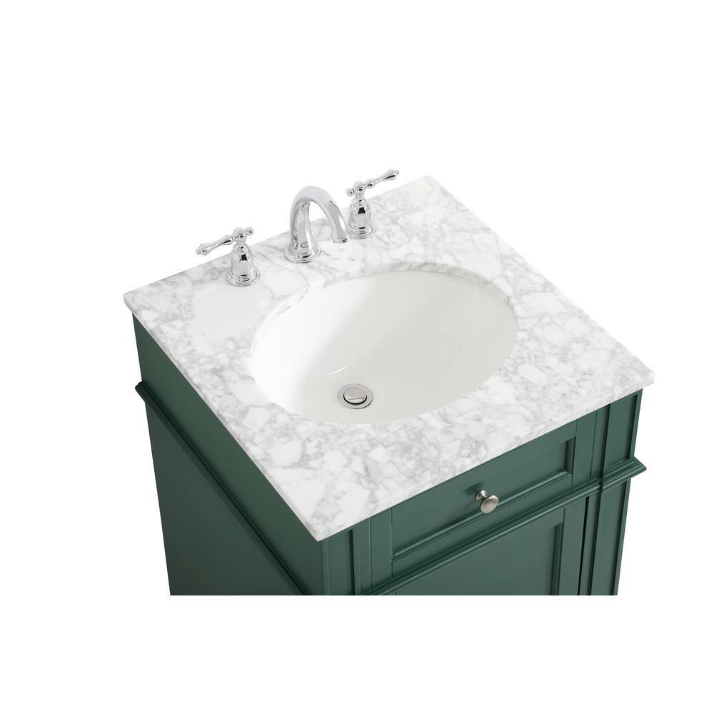 Simply Living 21 in. W x 21.5 in. D x 35 in. H Bath Vanity in Green with Carrara White Marble Top SL37563GN