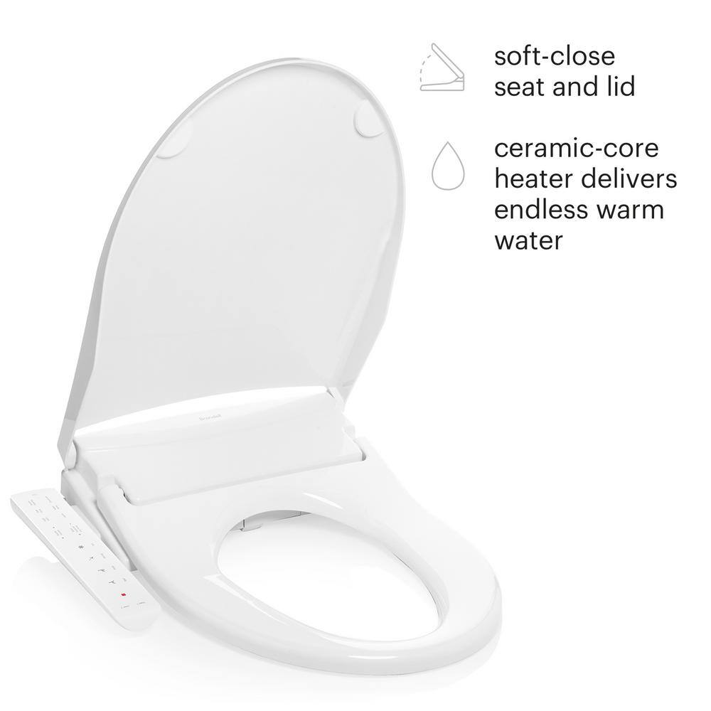 Brondell Swash Thinline T22 Luxury Electric Side Controlled Bidet Seat for Elongated Toilets in White T22-EW