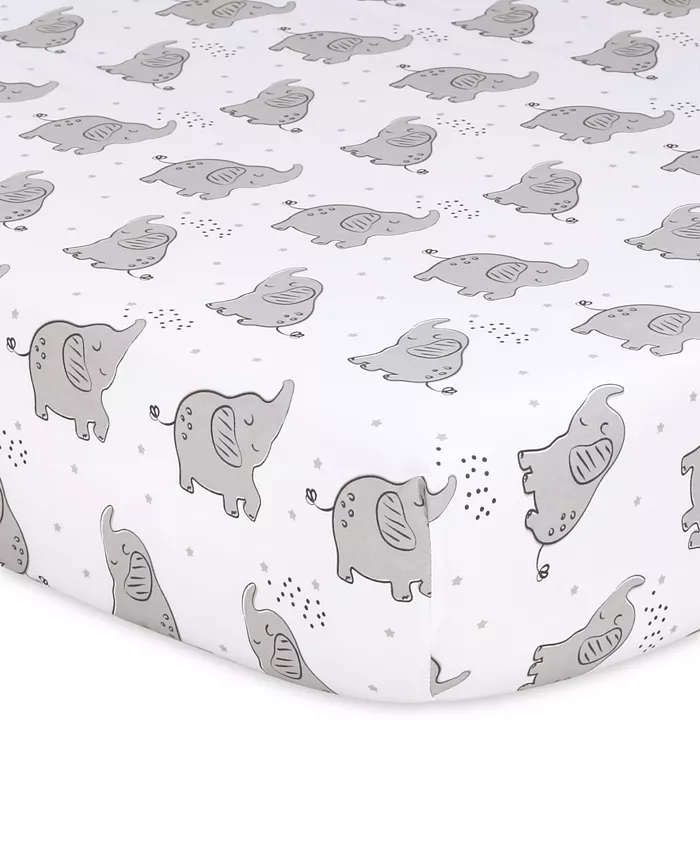 The Peanutshell Not So Basic Elephant 4 Pack Crib Fitted Sheet Set