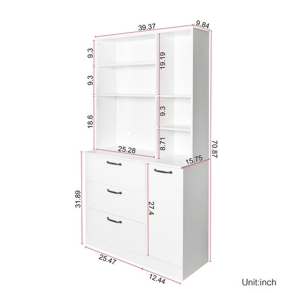 White Large Sideboard Buffet Kitchen Pantry Cabinet for Home Office