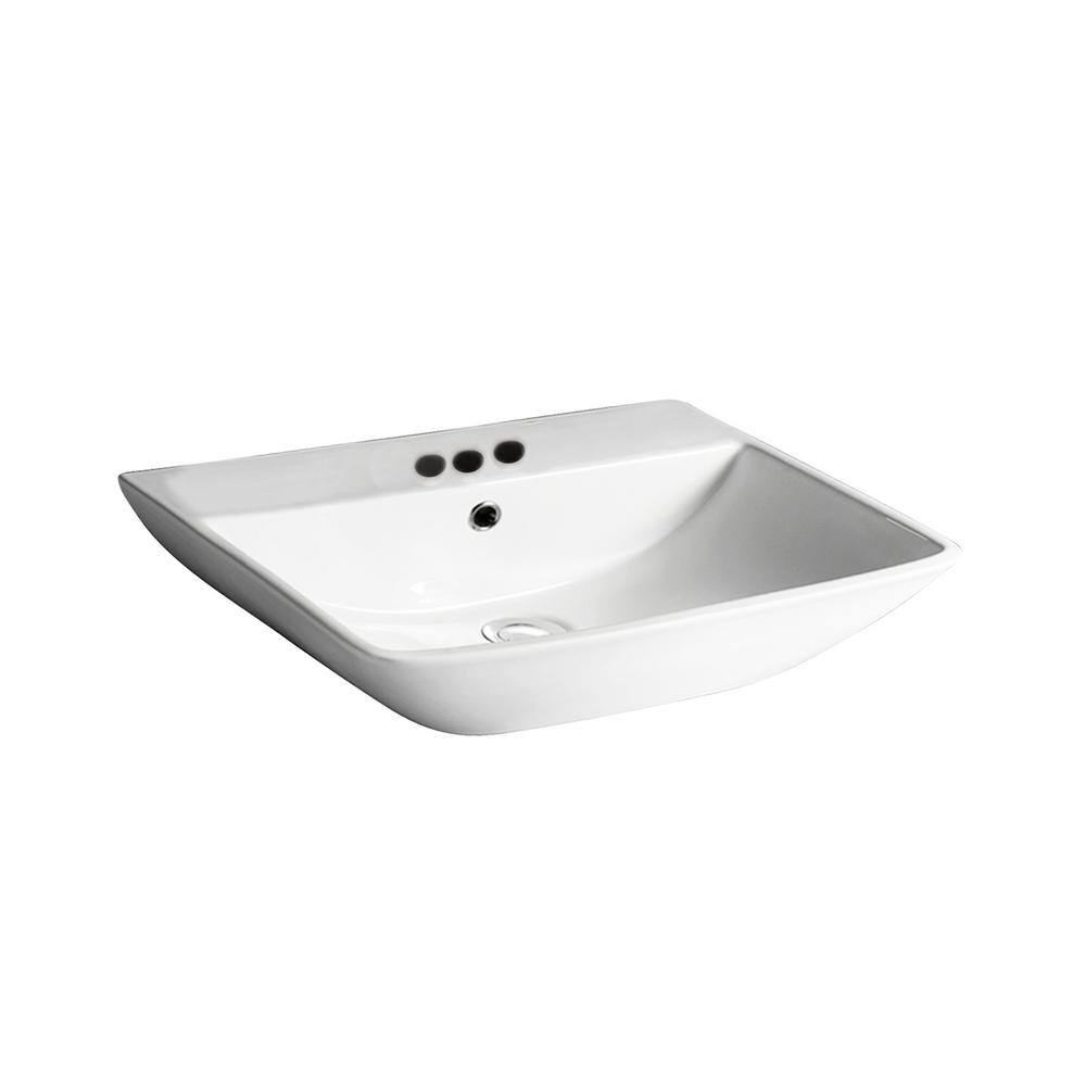 Barclay Products Summit 600 Wall-Mount Sink in White with 4 in. Centerset Faucet Holes 4-774WH