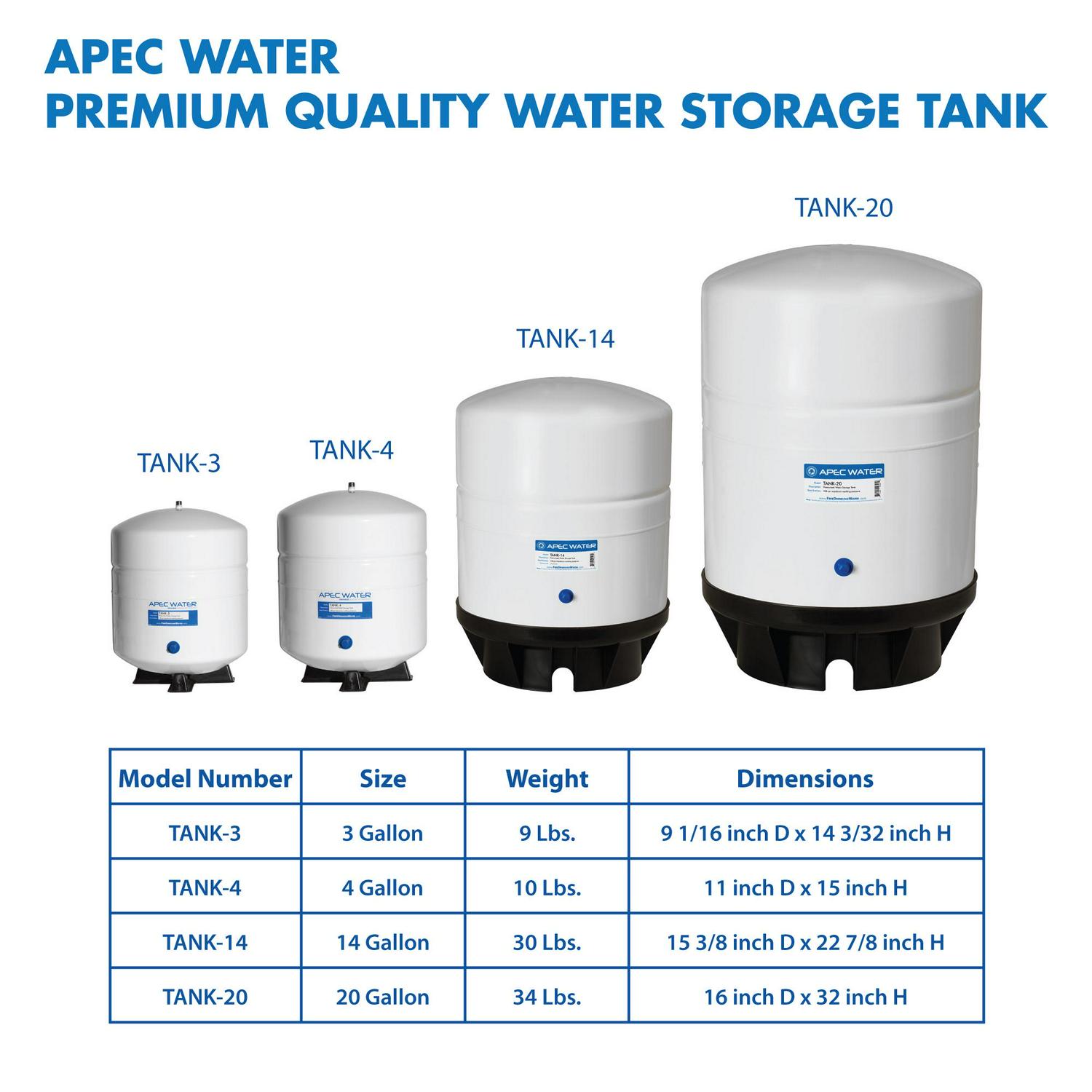 APEC 14 Gal. High-Volume Pressurized Reverse Osmosis Water Storage Tank