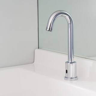 Speakman SensorFlo Gooseneck Battery Powered Single Hole Touchless Bathroom Faucet in Polished Chrome SF-9100-TMV