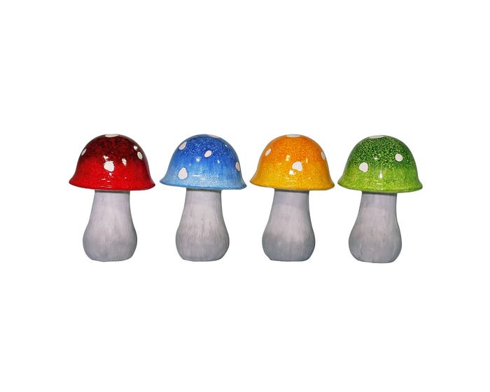 Alpine Assorted Colorful Ceramic Mushroom Statue - QWR1022AHH-S