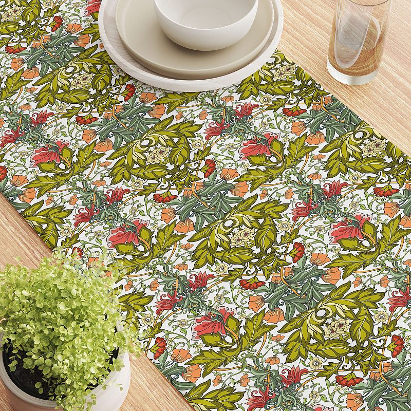 Table Runner， 100% Cotton， 16x90， Floral 38