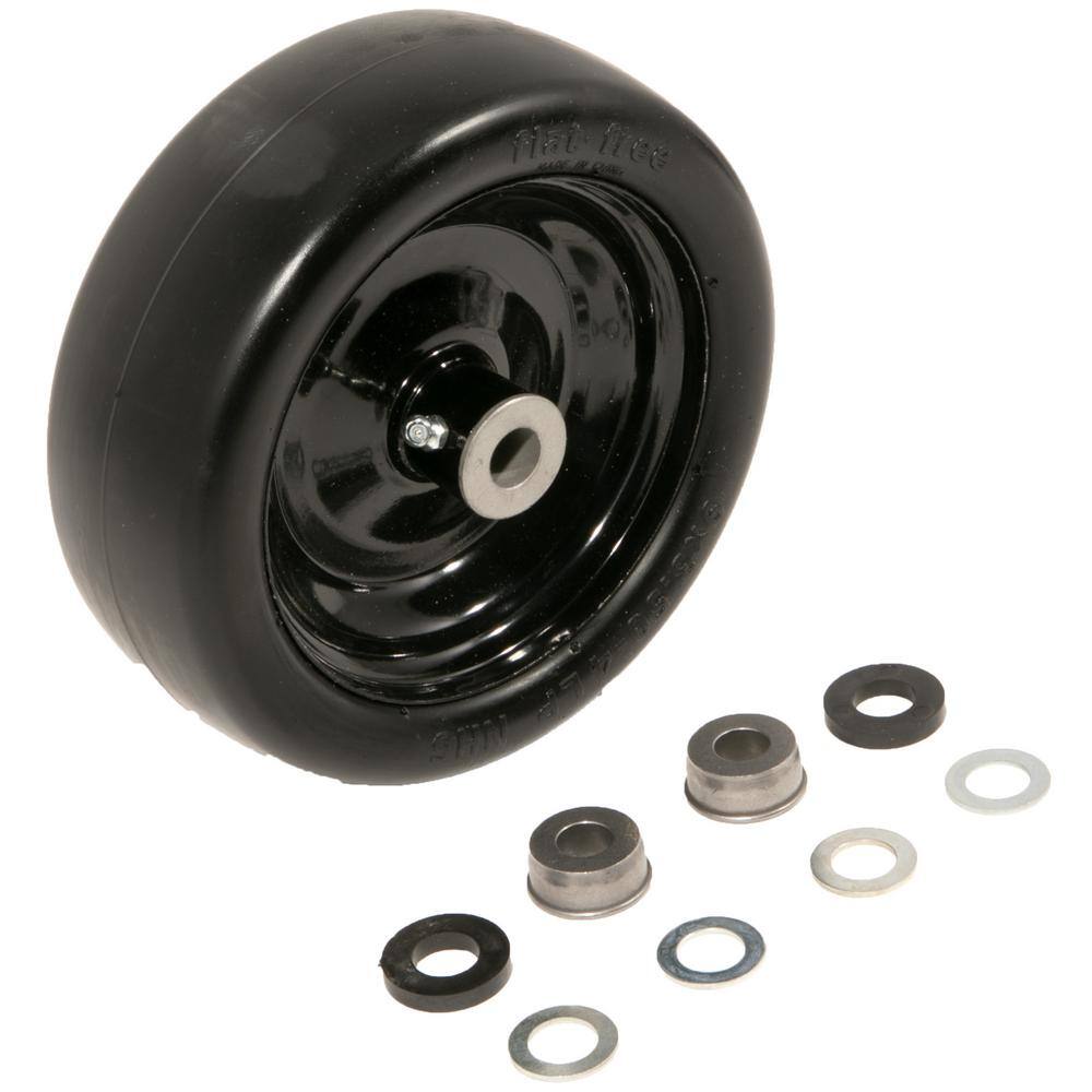 Arnold Universal 9 x 3.5 Smooth Tread Black Rim Flat Free Wheel Assembly for Zero-Turn Mowers with 34 in. or 58 in. Axles 490-325-0065