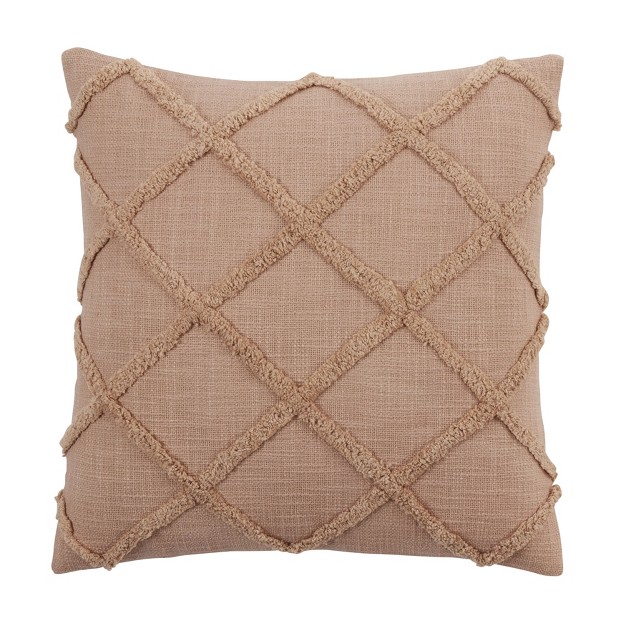 Saro Lifestyle Diamond Design Tufted Down Filled Pillow