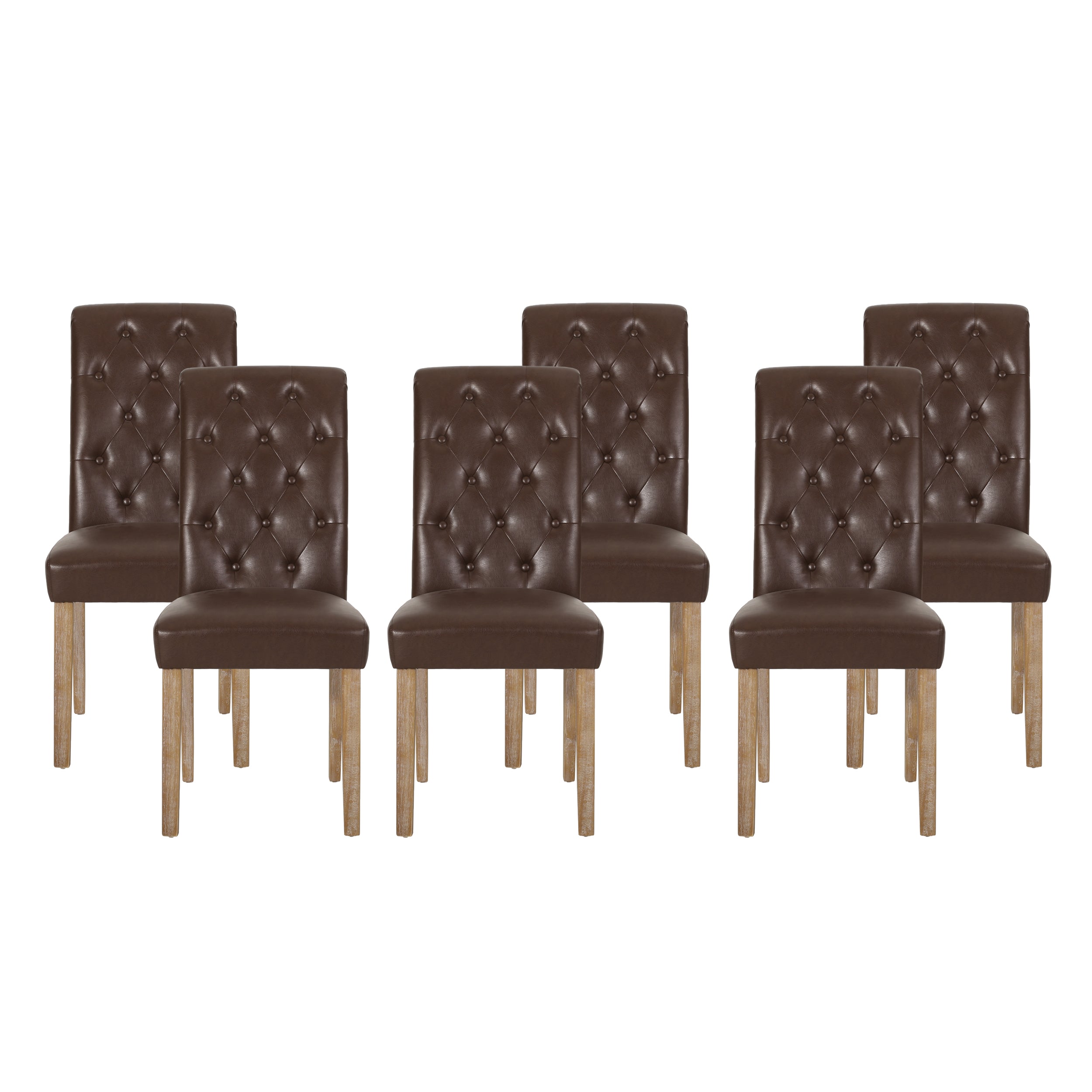 Larkspur Contemporary Faux Leather Tufted Dining Chairs, Set of 6