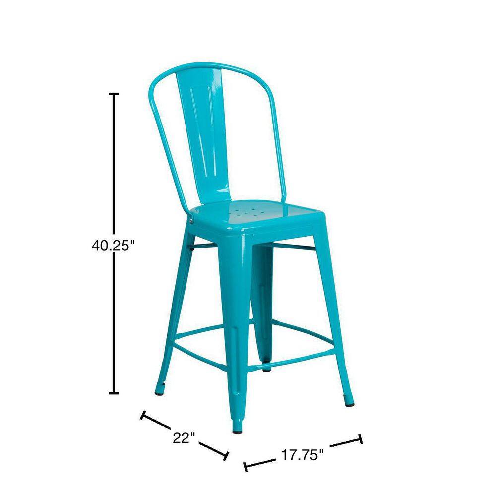 Flash Furniture 24 in. Crystal Blue Metal Bar Stool ET353424CB