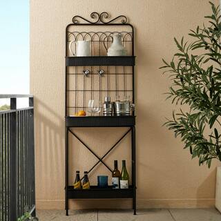 Glitzhome 68 in. H 3-Tier Black Metal Shelf Planter Stands or Storage Rack Kits and Accessories 2007200065