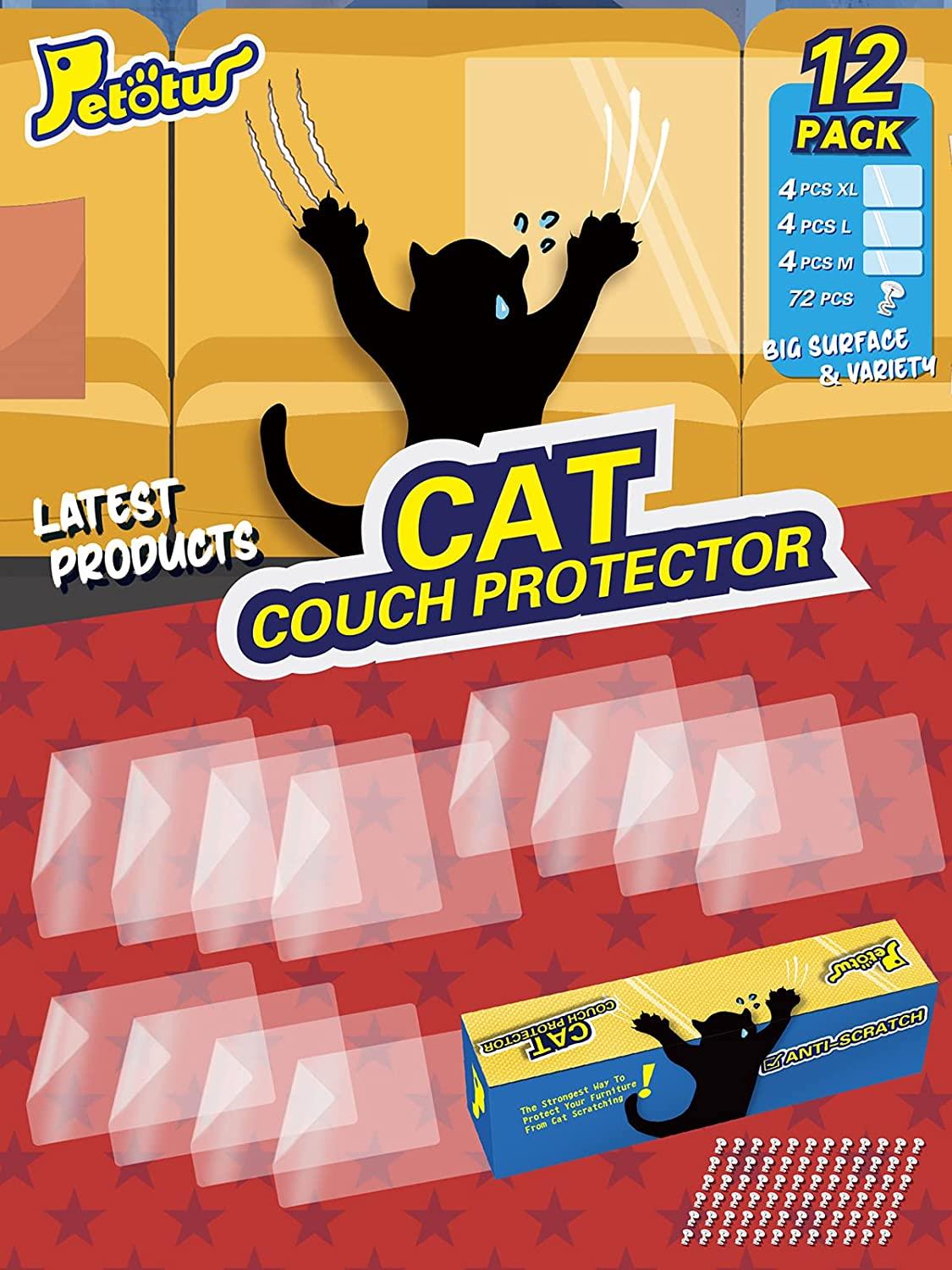 Fovien Cat Scratching Pads Cat Scratch Deterrent Furniture Protectors for Sofa， Doors， Clear Couch Protectors Anti-Scratch Pad(12pcs)