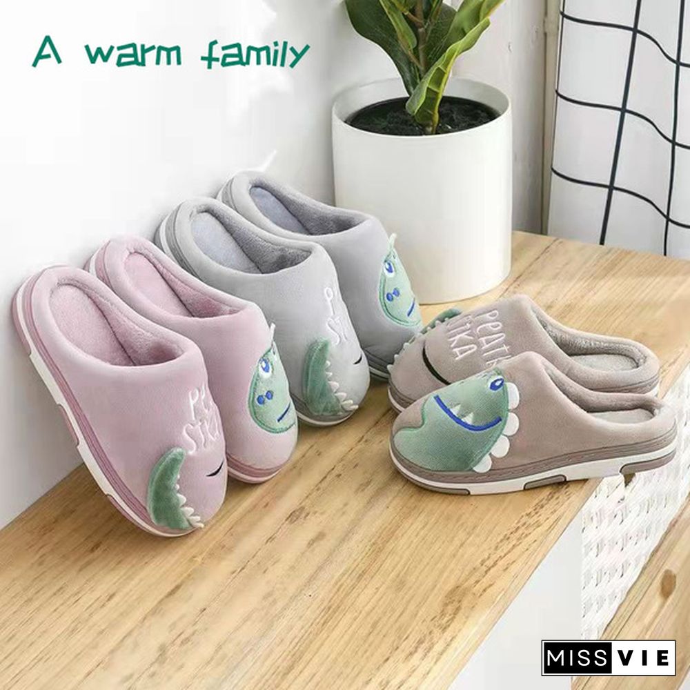 Parent Child Family Autumn And Winter Cotton Slippers Dinosaur Cotton Slippers Children Cartoon Cotton Slippers Couple Cotton Slippers