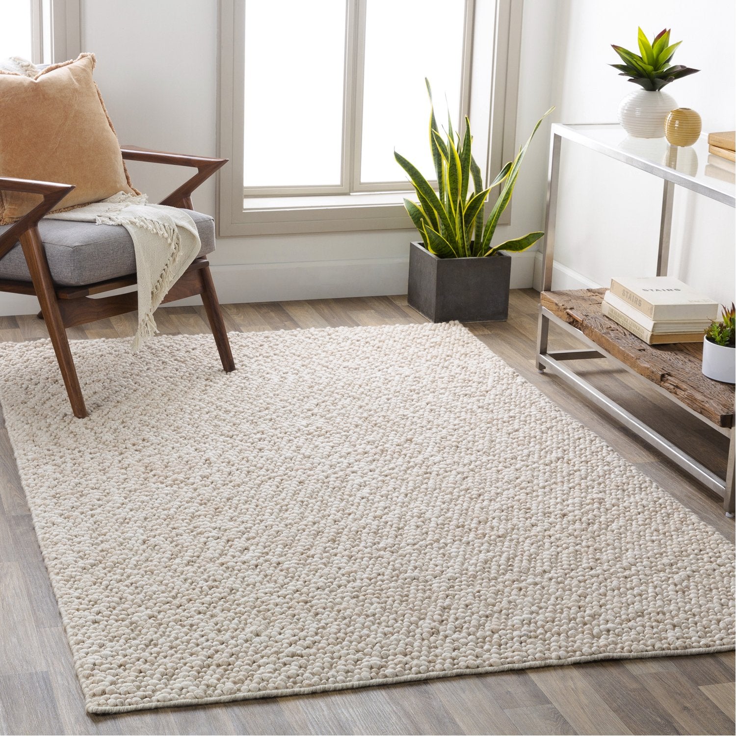 Como Hand Woven Rug in Khaki, Ivory